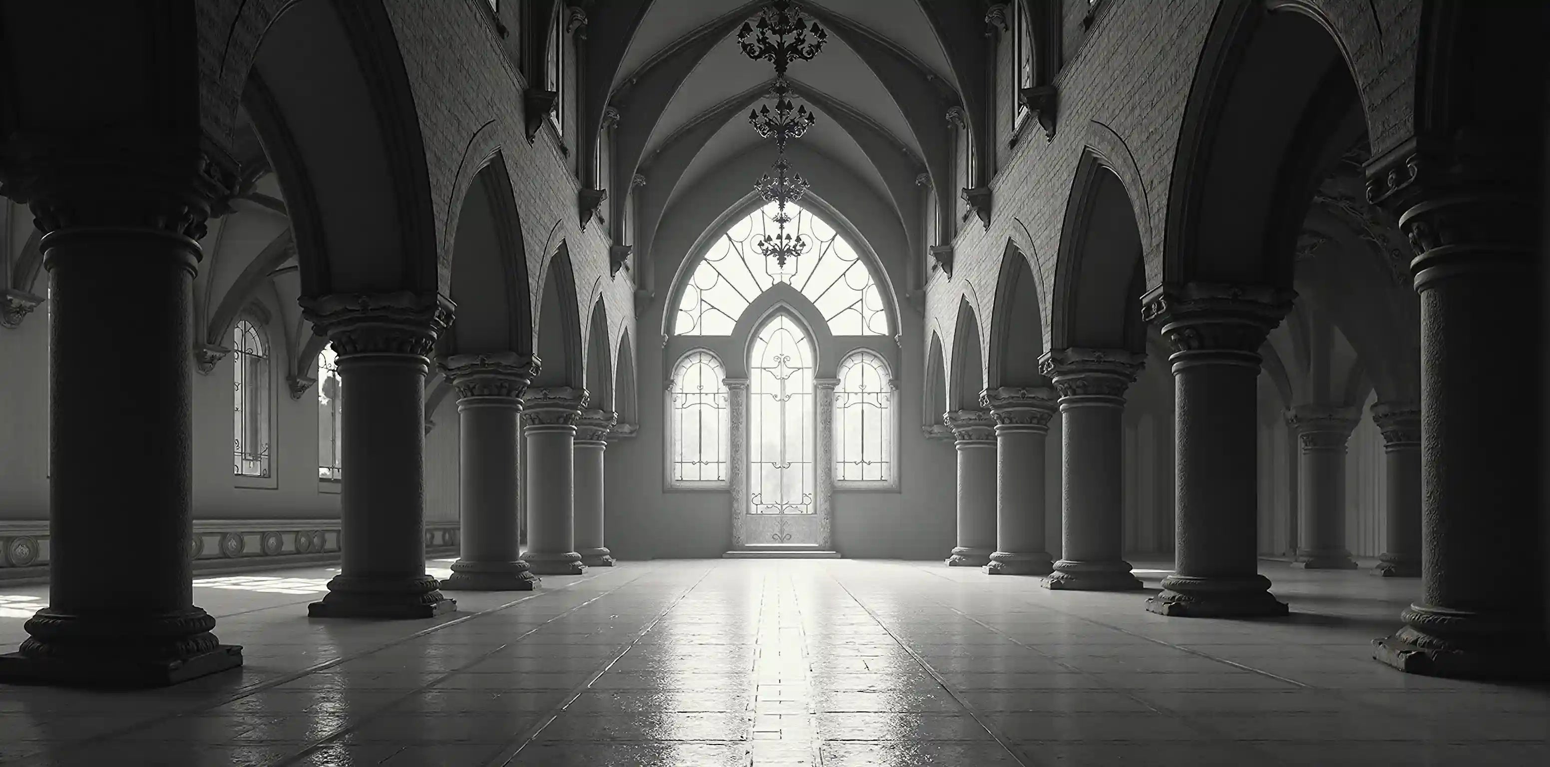 SPIZDIL™ The Armory | Architectural Grandeur & Heritage. Dramatic gothic arches representing the sanctuary of elite external identity and technical assets.